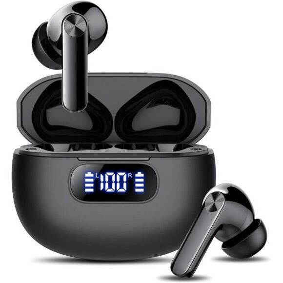 Bluetooth 5.3 Wireless Earbuds Noise Cancelling Mic LED Display IPX7 48H Play - Picture 1 of 7